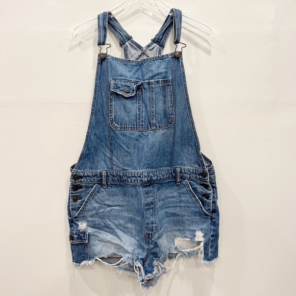 American Eagle Tomgirl Distressed Shortall Overalls Size XL Cotton Westerm Farm - Picture 1 of 6